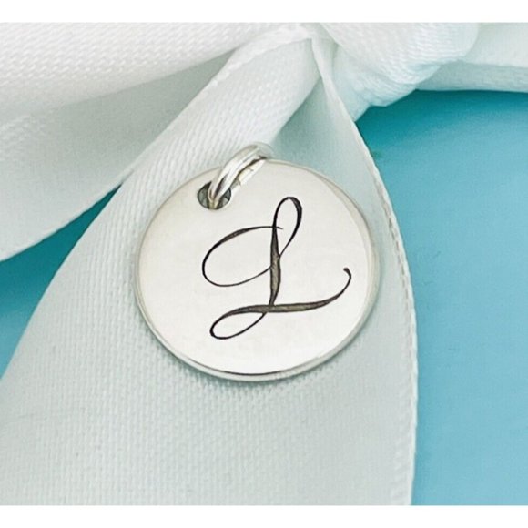 Tiffany & Co Letter L Notes Alphabet Initial Charm Disc Round Pendant - Picture 1 of 6